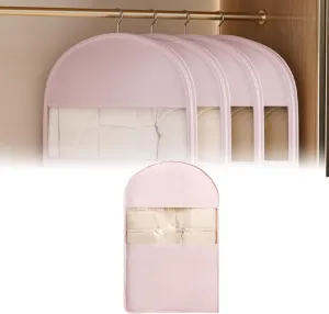 2025 New Space Saving Hanging Garment Bag with Self Compression Zipper, Dust Cover Clothes Bags for Home (Pink, L)