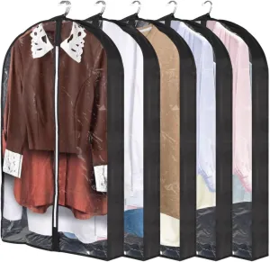 5-Pack Garment Storage Bags, 23.6 X 3.9 X 39.4, Clear Waterproof Covers for Jackets, Sweaters, and Coats