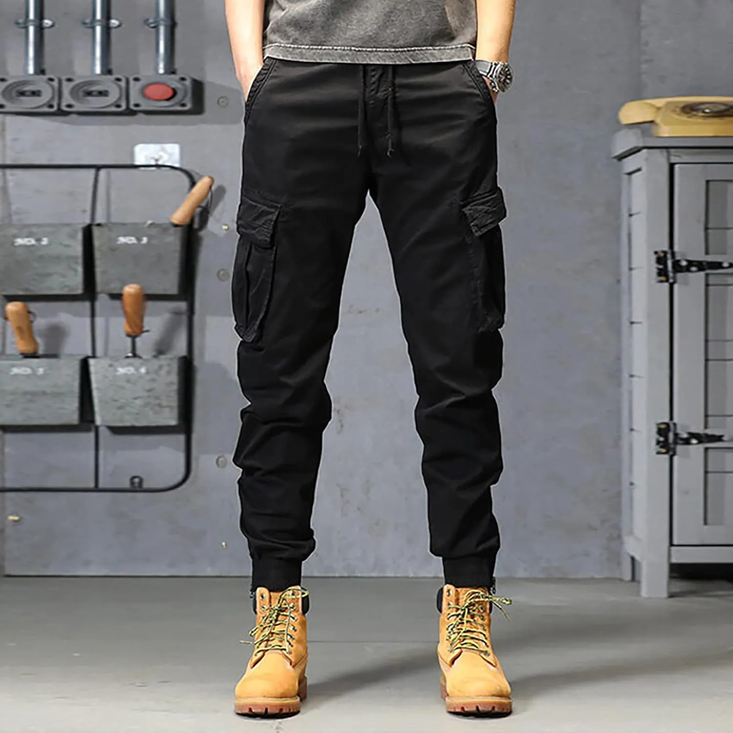 aihihe Cargo Pants and Shorts for Men Relaxed fit Mens 5 Pocket Work Pants Baggy Linen Pant Golf Pants for Men Relaxed fit