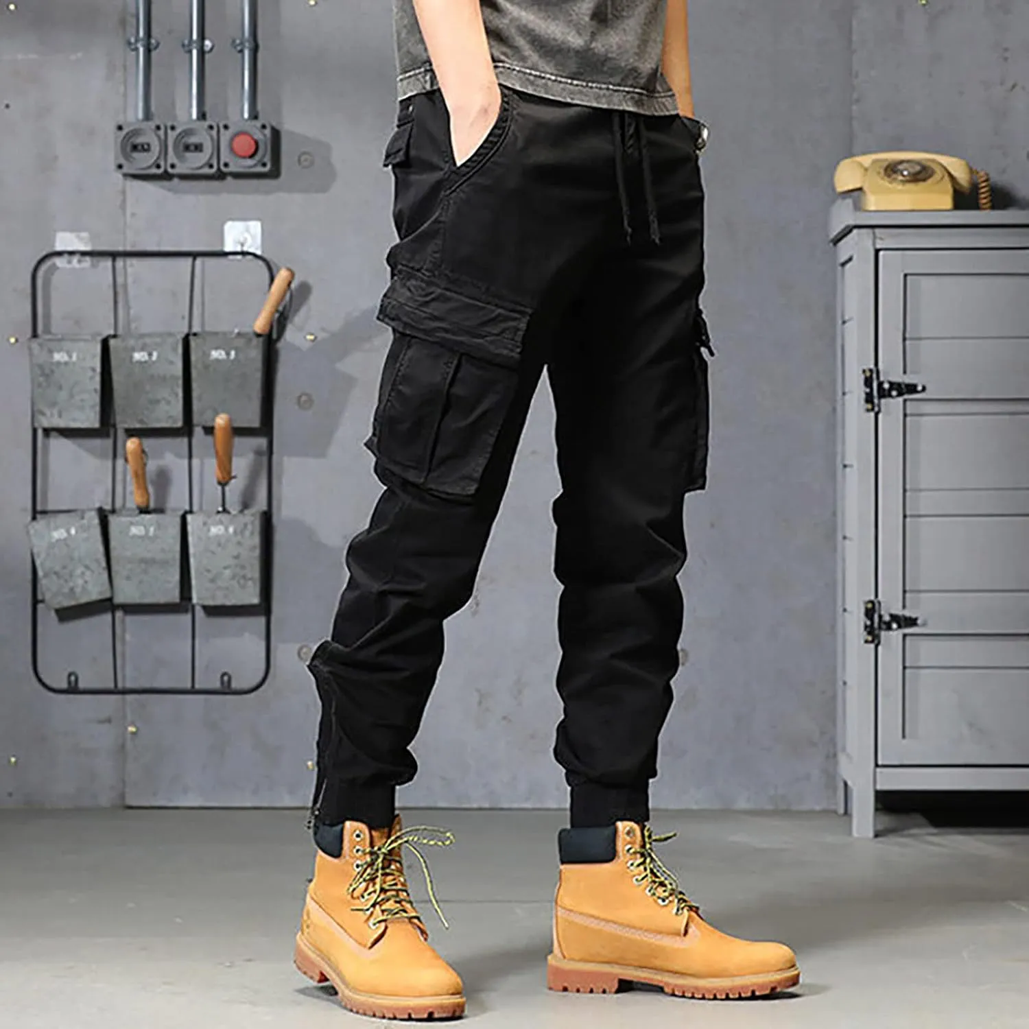 aihihe Cargo Pants and Shorts for Men Relaxed fit Mens 5 Pocket Work Pants Baggy Linen Pant Golf Pants for Men Relaxed fit