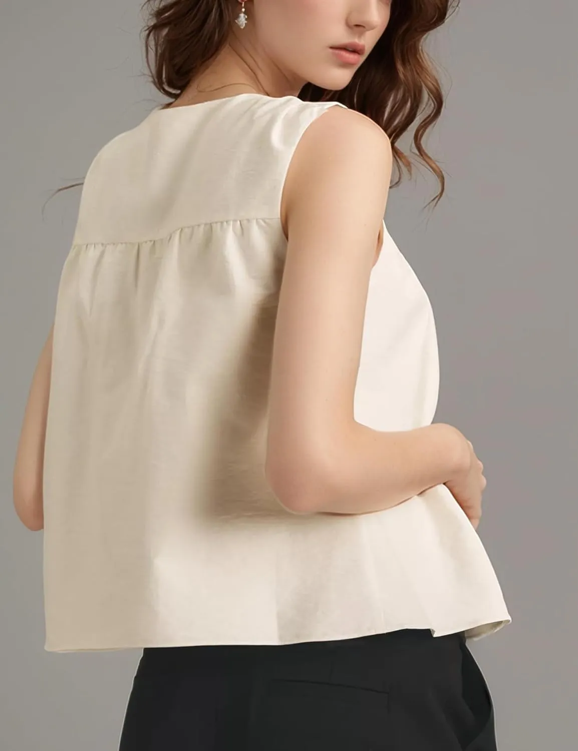 Arssm Women Peplum Babydoll Tank Tops Summer Shirred Swing Sleeveless Loose Fit Shirts Flowy Casual Tank Tops