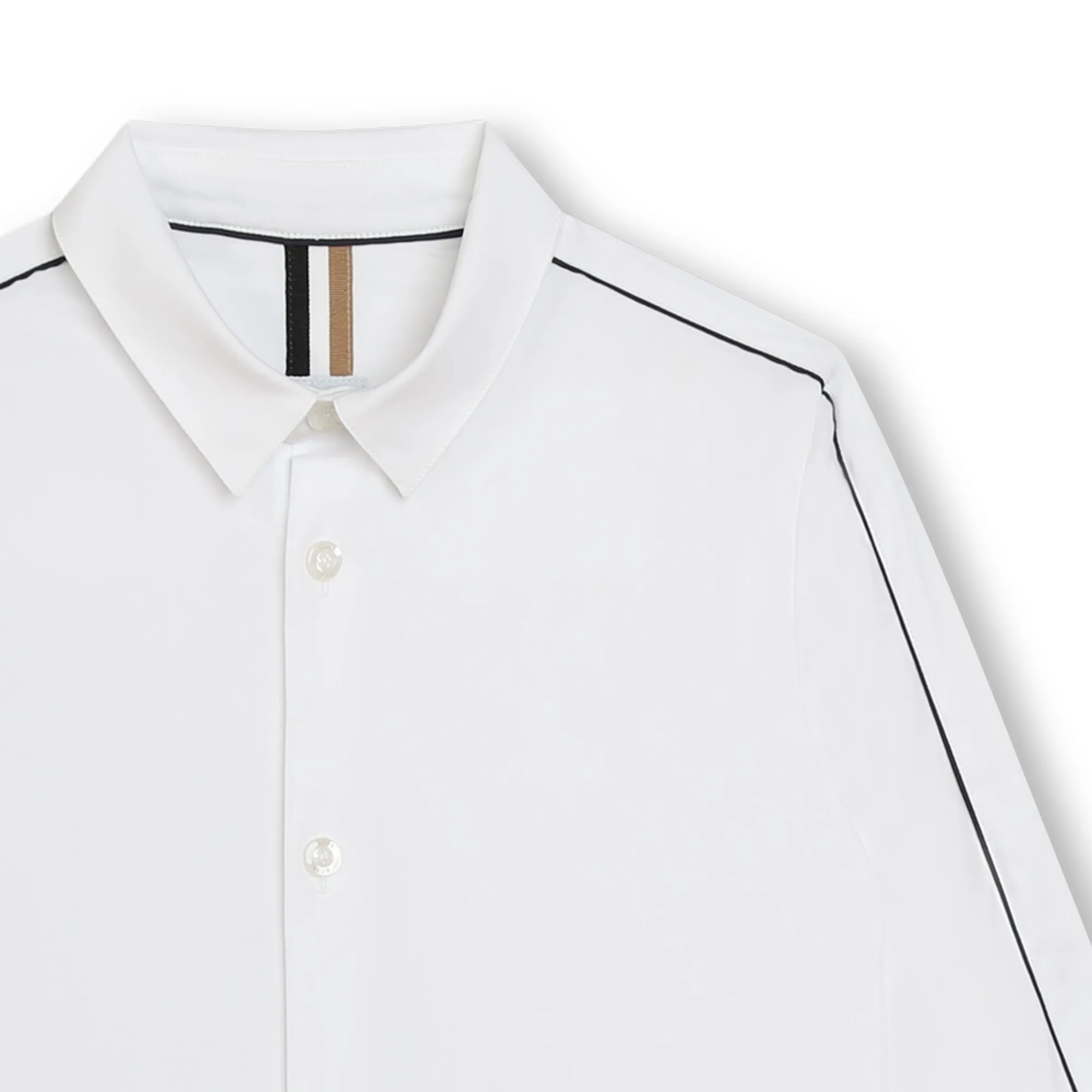 BOSS KIDSWEAR White Oxford Long Sleeve Shirt - Navy Piping