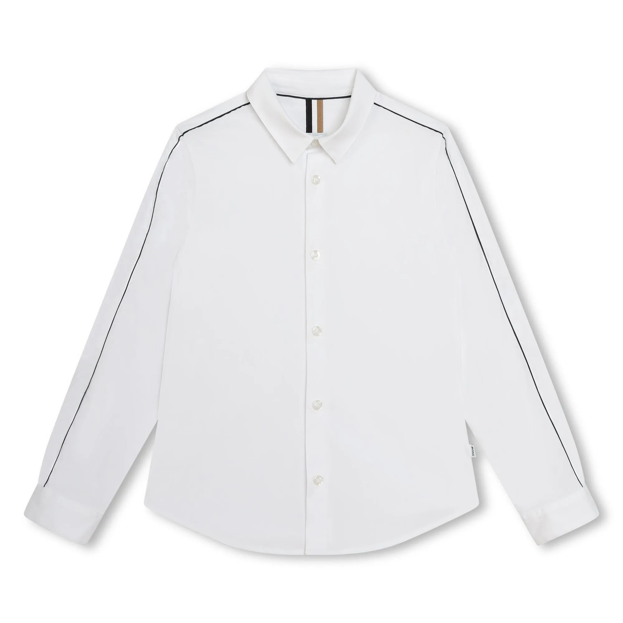 BOSS KIDSWEAR White Oxford Long Sleeve Shirt - Navy Piping