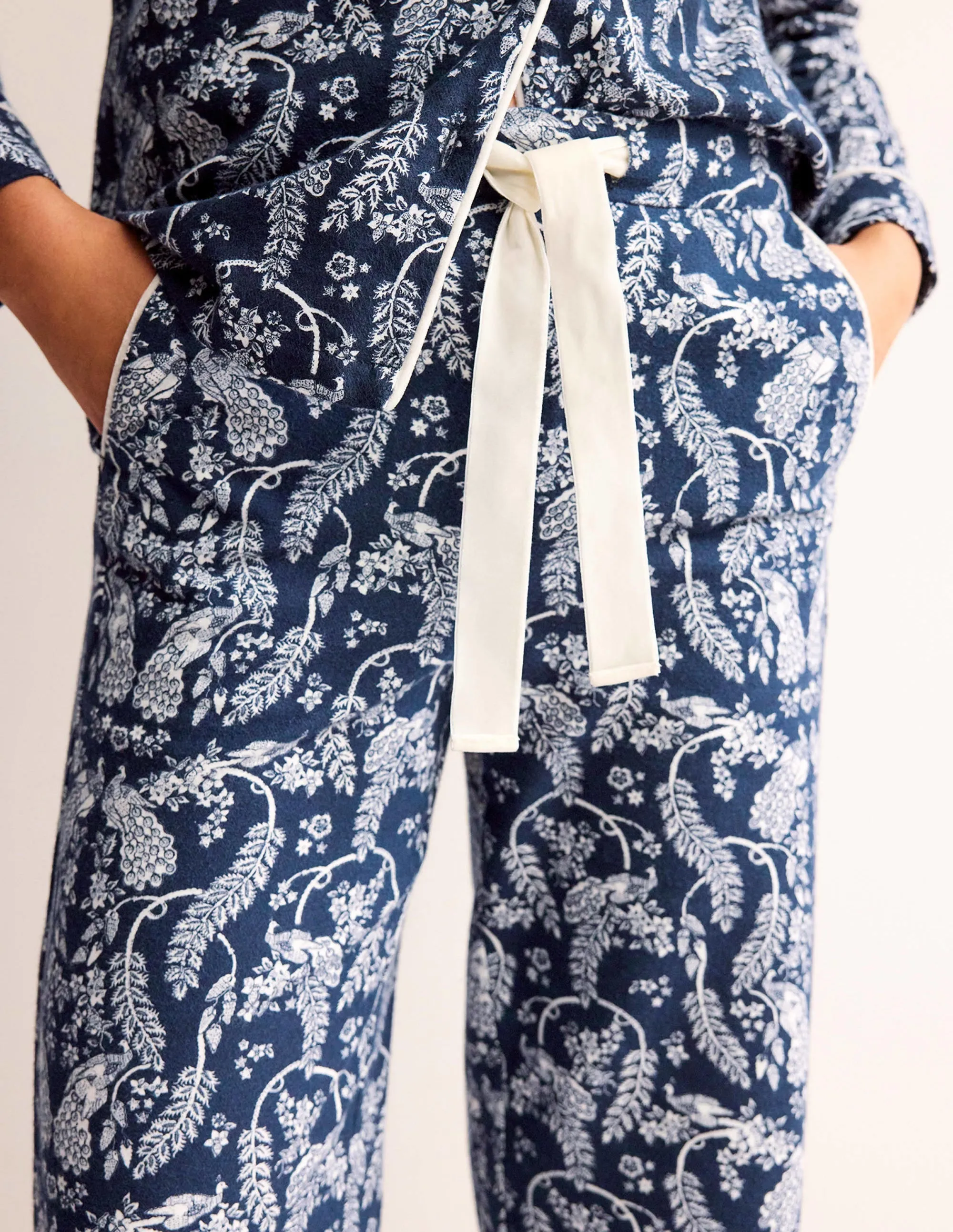 Brushed Cotton Pyjama Trousers-French Navy, Peacock