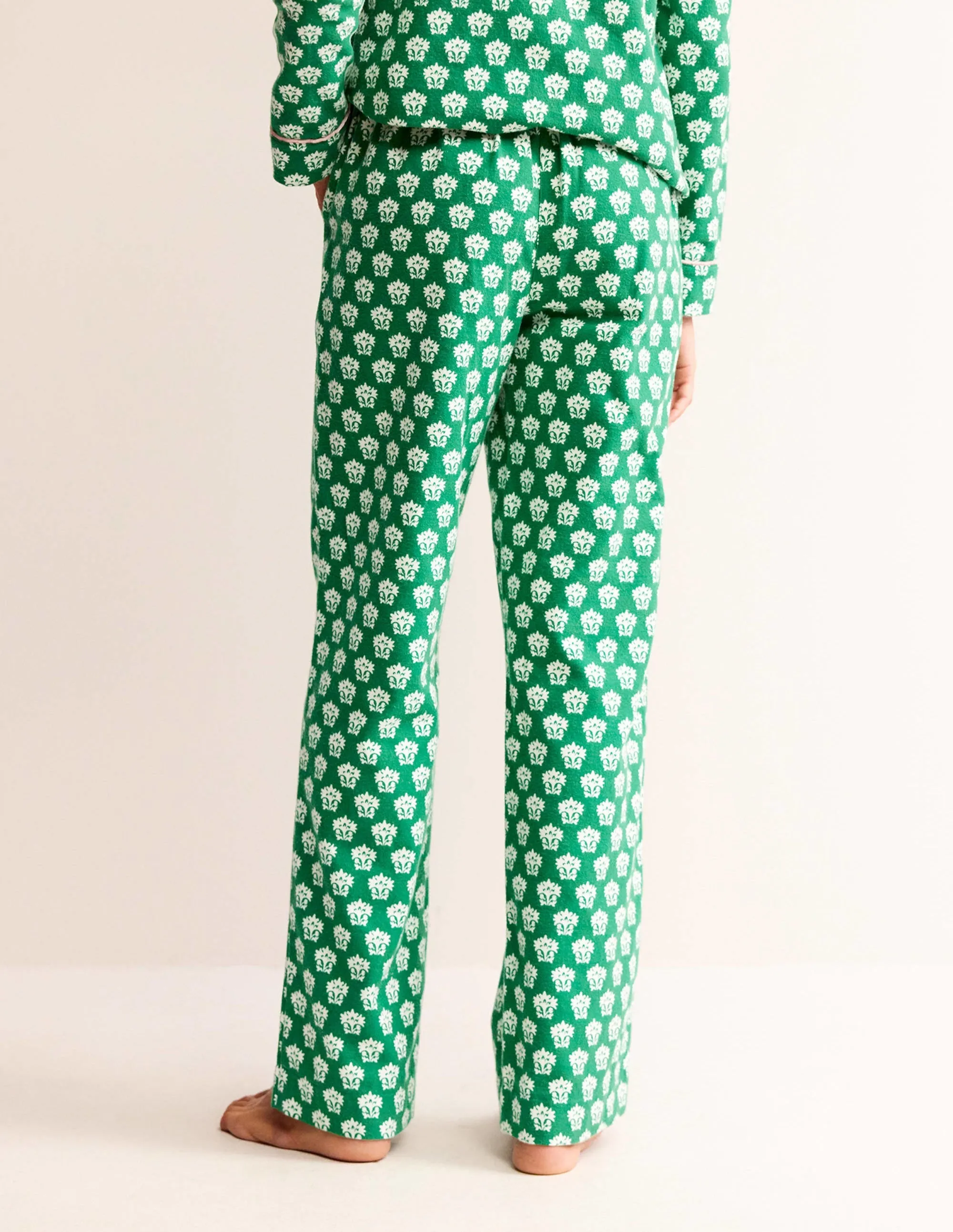 Brushed Cotton Pyjama Trousers-Veridian Green, Lily