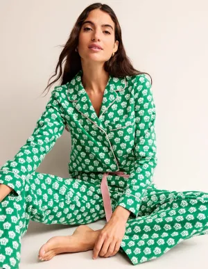 Brushed Cotton Pyjama Trousers-Veridian Green, Lily
