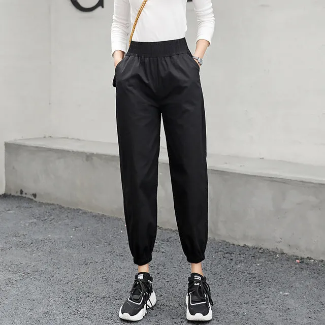 Casual Cotton Elastic Cargo Pants