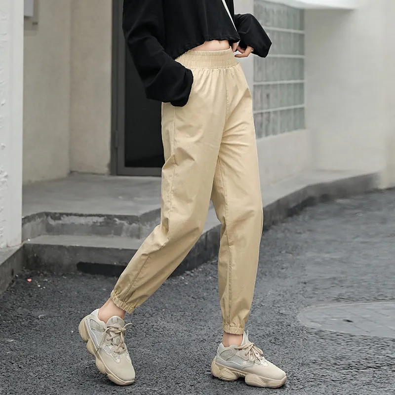 Casual Cotton Elastic Cargo Pants