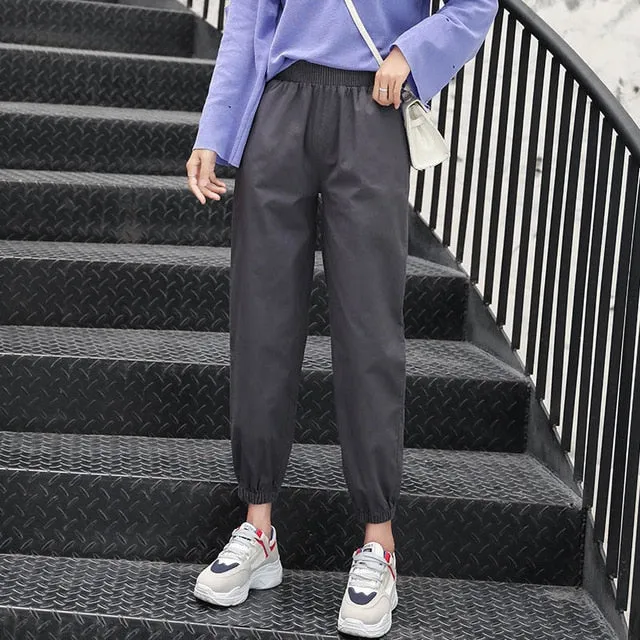Casual Cotton Elastic Cargo Pants