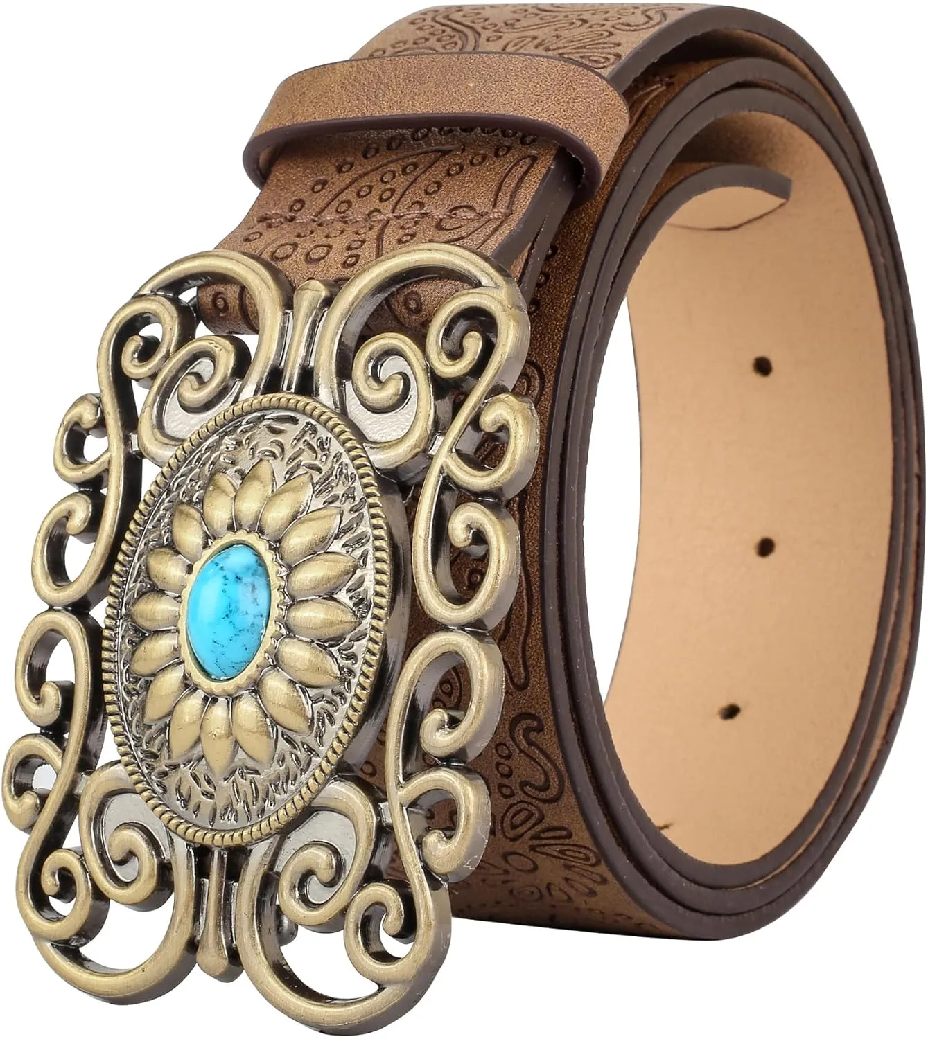 CHIC DIARY Women Western Leather Blet Cowgirl Country Belt Vintage Waist Belt for Jeans