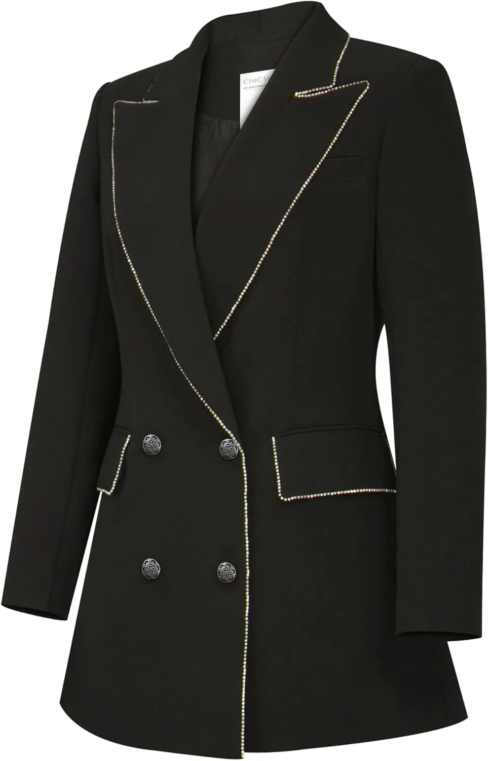 CHIC STAR Womens Acetate Rhinestone-Trimed Jacket