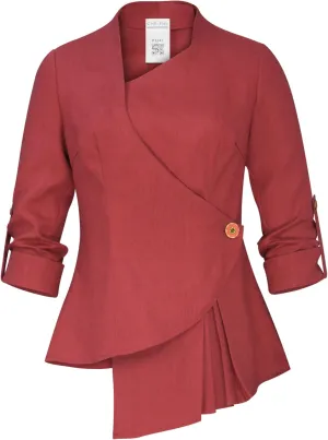 CHIC STAR Womens Linen Asymmetric Blazer