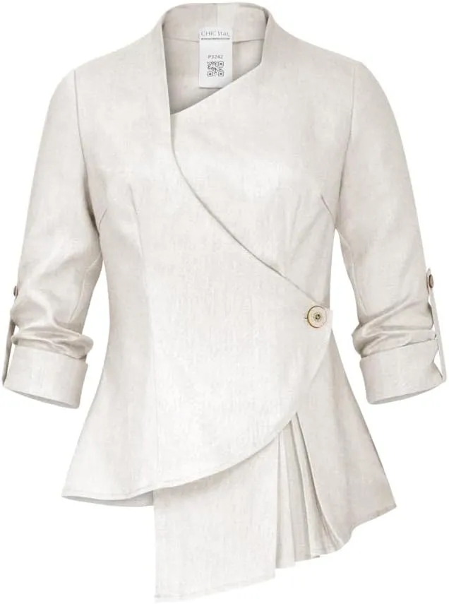 CHIC STAR Womens Linen Asymmetric Blazer