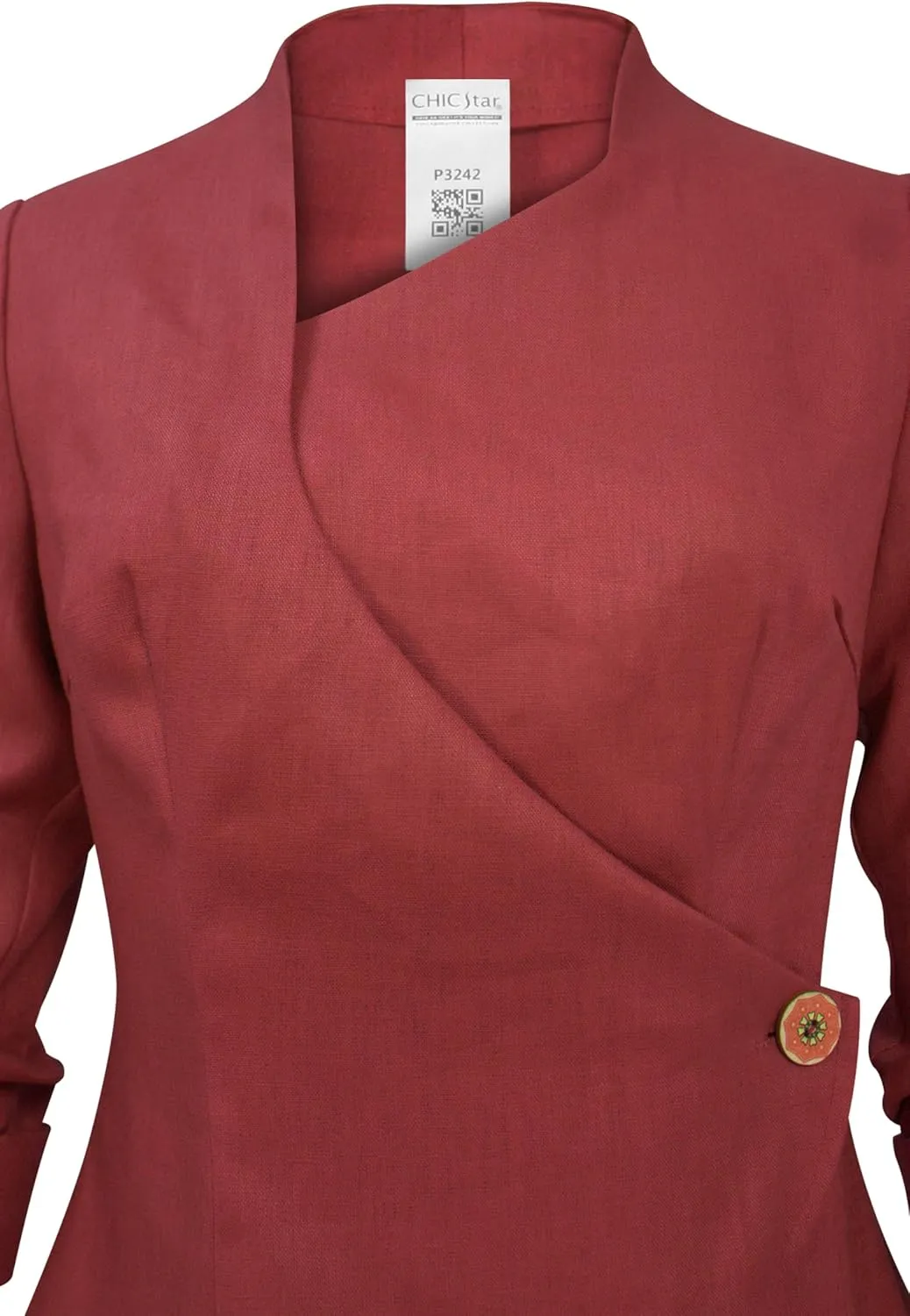 CHIC STAR Womens Linen Asymmetric Blazer