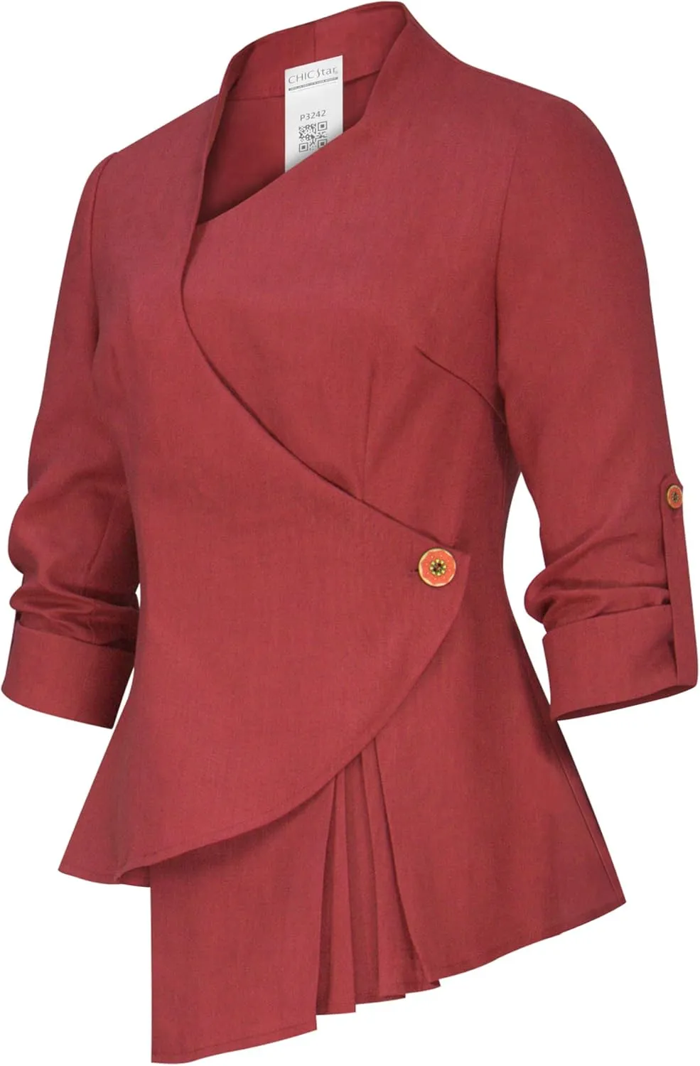 CHIC STAR Womens Linen Asymmetric Blazer