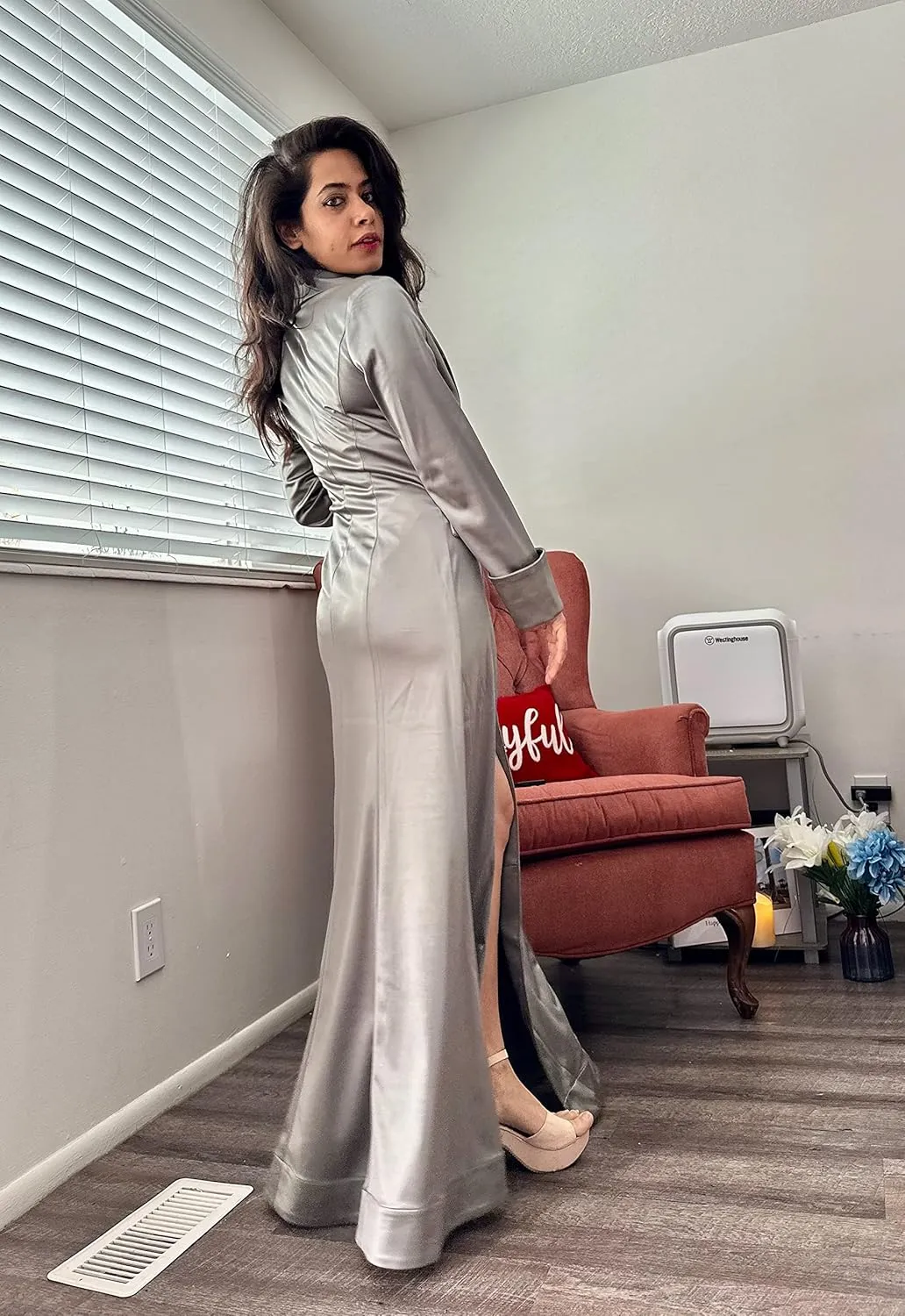 CHIC STAR Womens Satin Maxi Coat