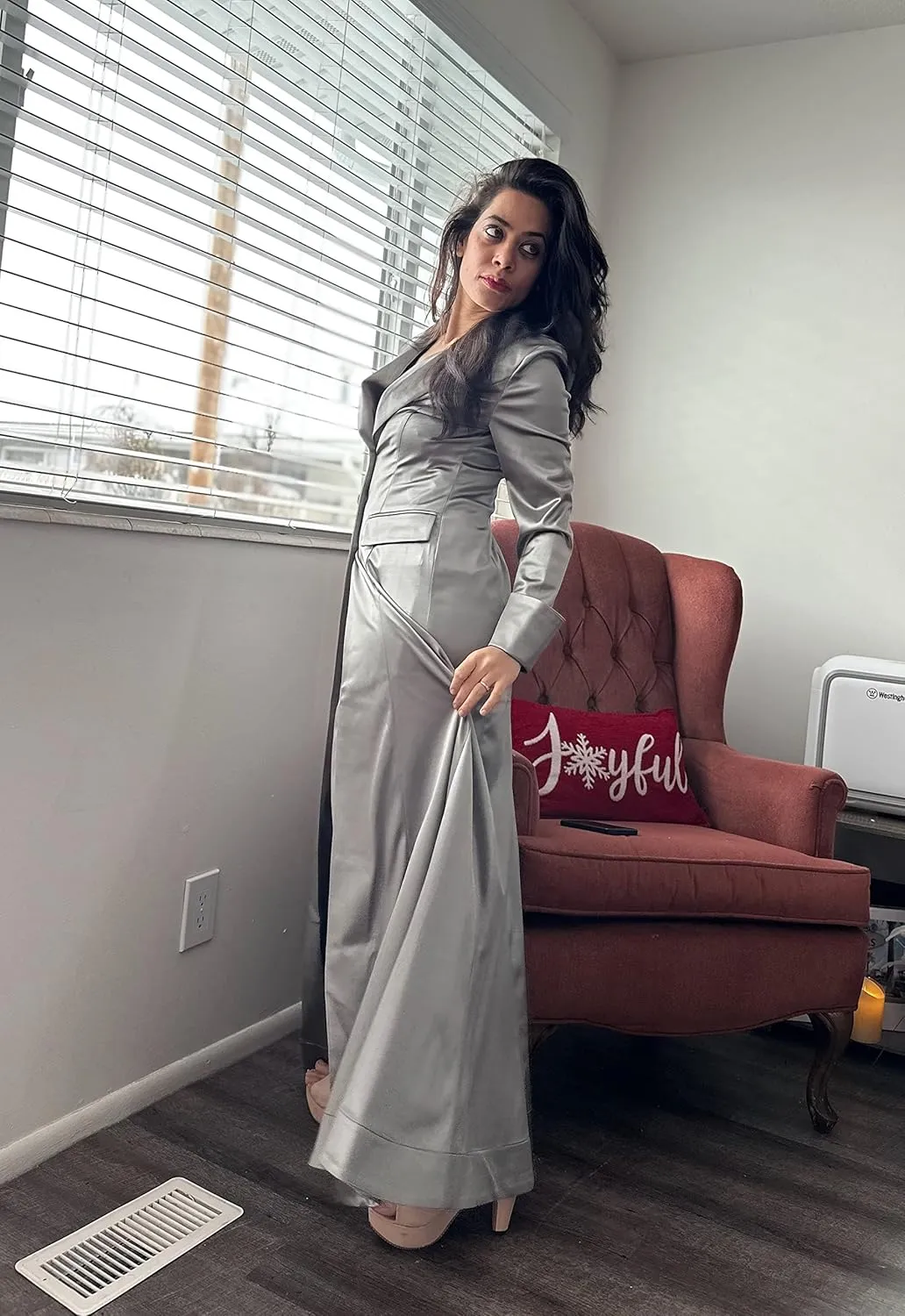 CHIC STAR Womens Satin Maxi Coat