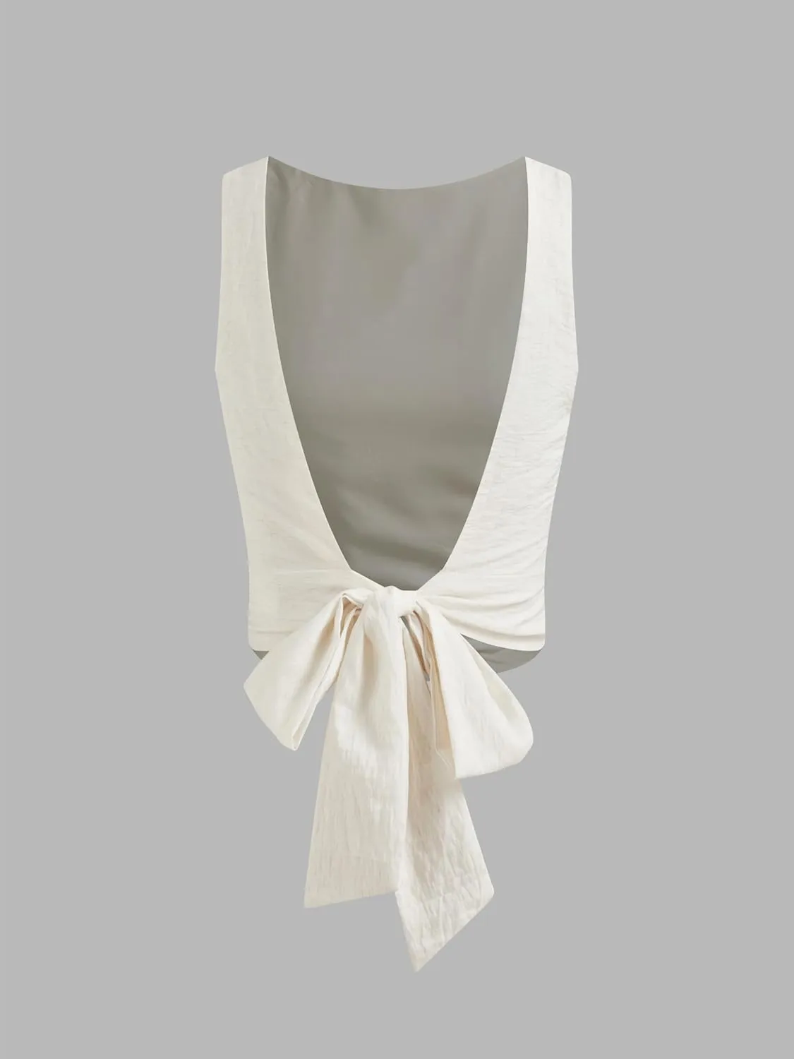 CIDER Shirts for Women Linen Blend Boat Neck Knotted Backless Sleeveless Summer Crop Tank Top Blouse