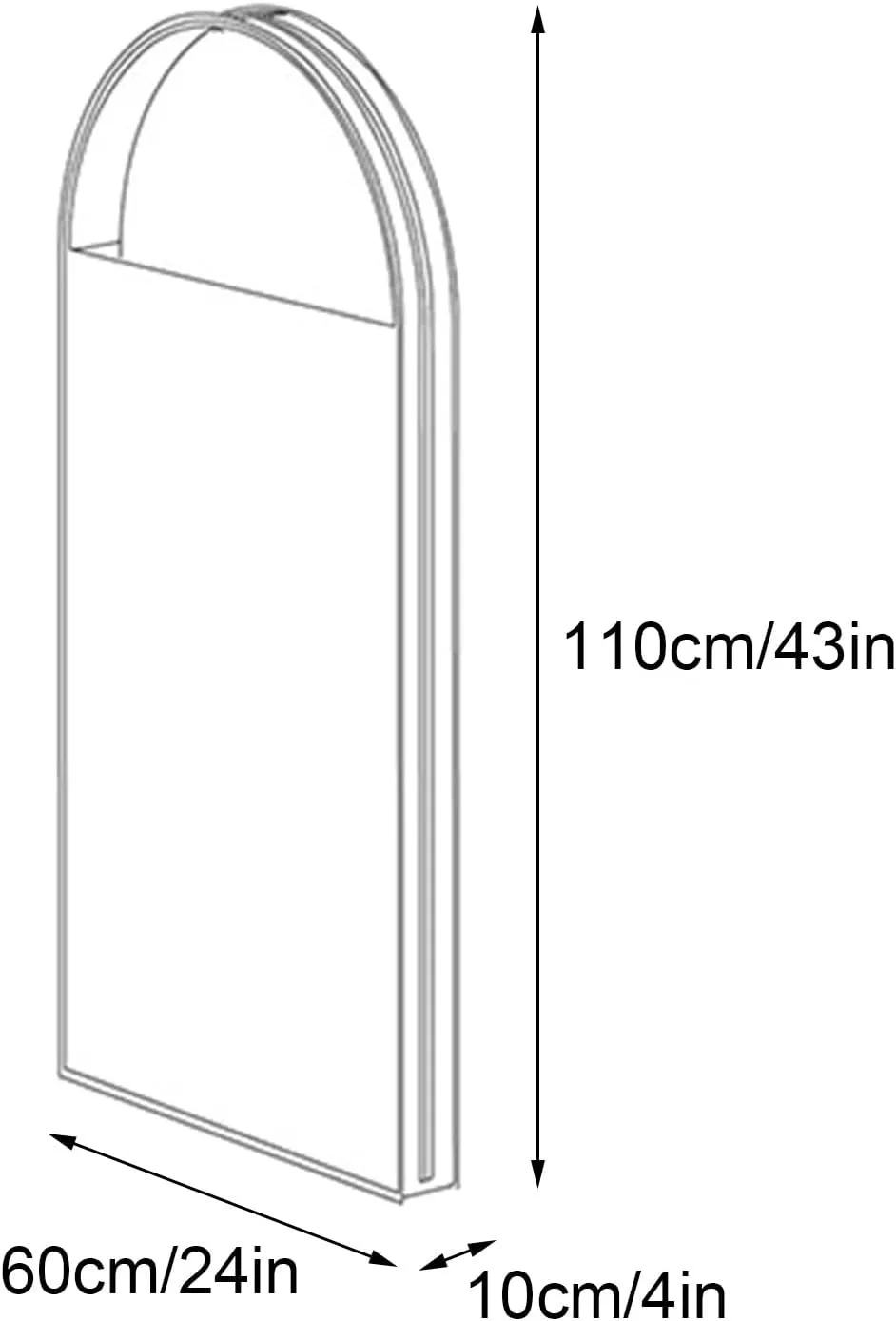 Clothes Cover, Garment Covers, Non-woven Material, Transparent Window, Suitable for Suits, Coats, Jackets, Dresses(60x110x10cm x43x4in)
