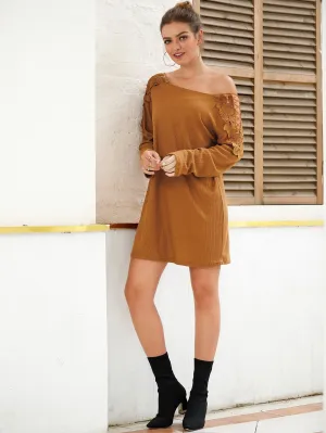 Contrast Hooked Flower Jumper Dress