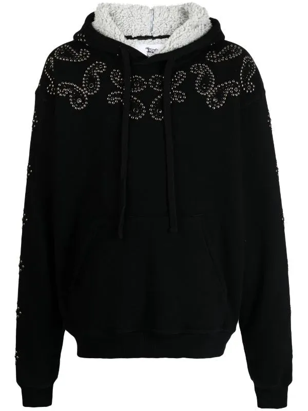 COUT DE LA LIBERTE Nate-Fleece Sherpa Hoodie-Paisley Stud&Stone Black