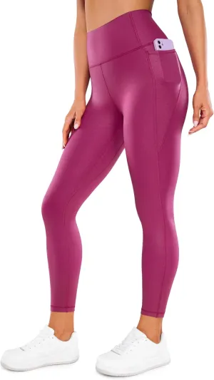 CRZ YOGA Womens Butterluxe Matte Faux Leather Leggings 25" - High Waisted Pockets Buttery Soft Lounge