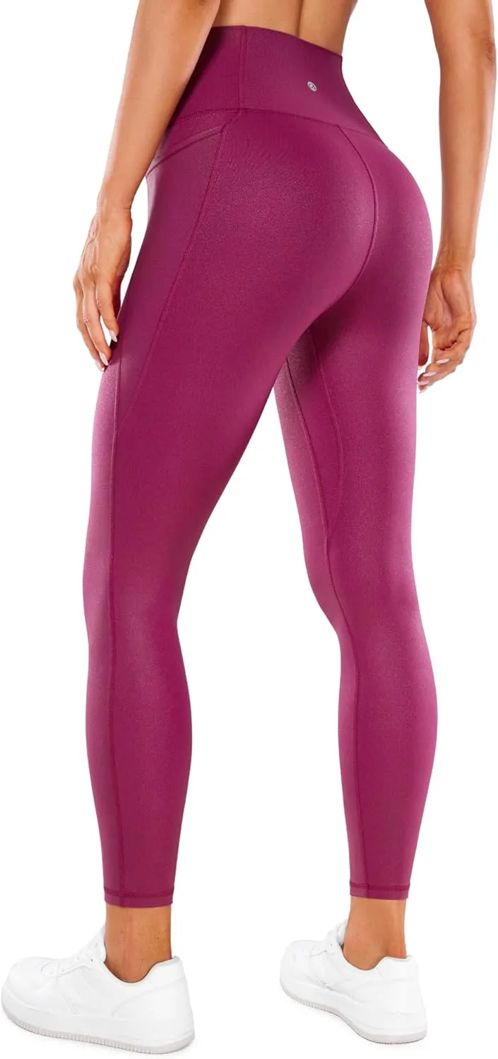 CRZ YOGA Womens Butterluxe Matte Faux Leather Leggings 25" - High Waisted Pockets Buttery Soft Lounge