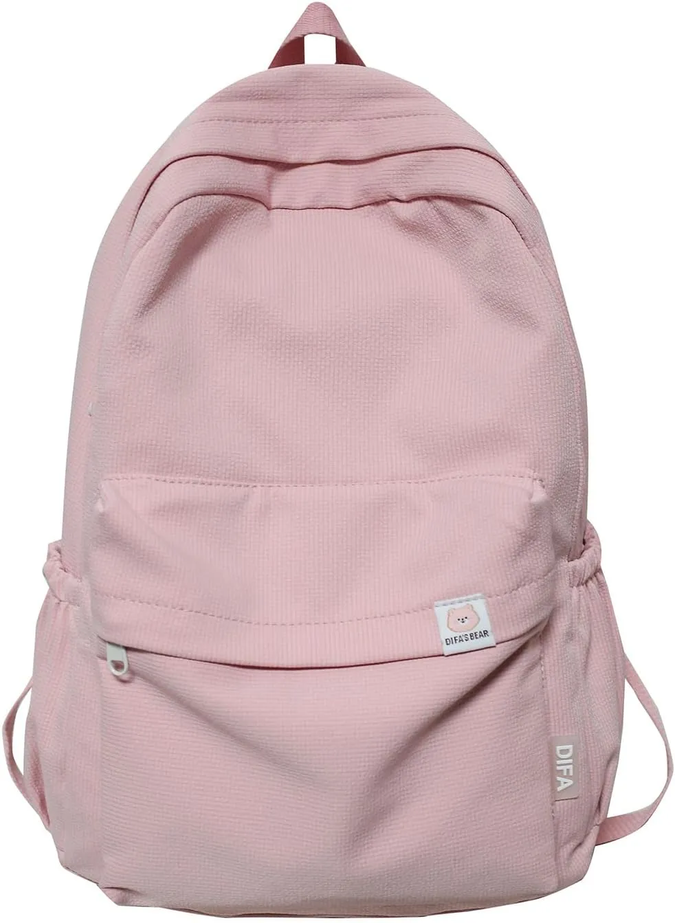 Cute Aesthetic Backpack, Simple Solid Color Backpacks Y2K Kawaii Backpack Travel Laptop Backpack, Pink, One Size