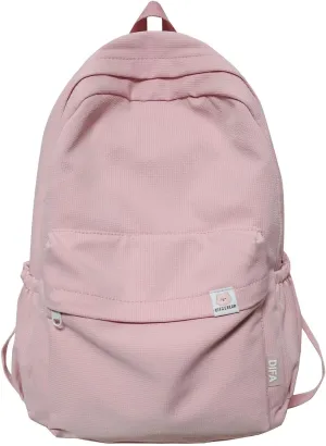 Cute Aesthetic Backpack, Simple Solid Color Backpacks Y2K Kawaii Backpack Travel Laptop Backpack, Pink, One Size