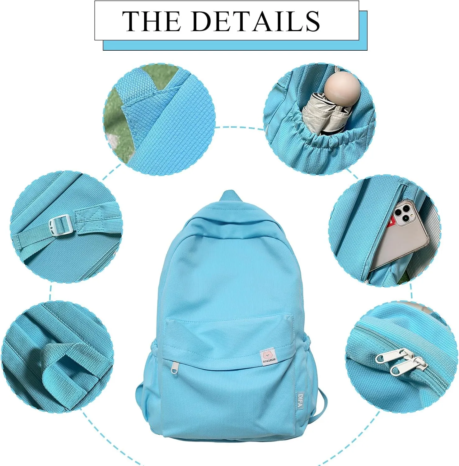 Cute Aesthetic Backpack, Simple Solid Color Backpacks Y2K Kawaii Backpack Travel Laptop Backpack, Pink, One Size