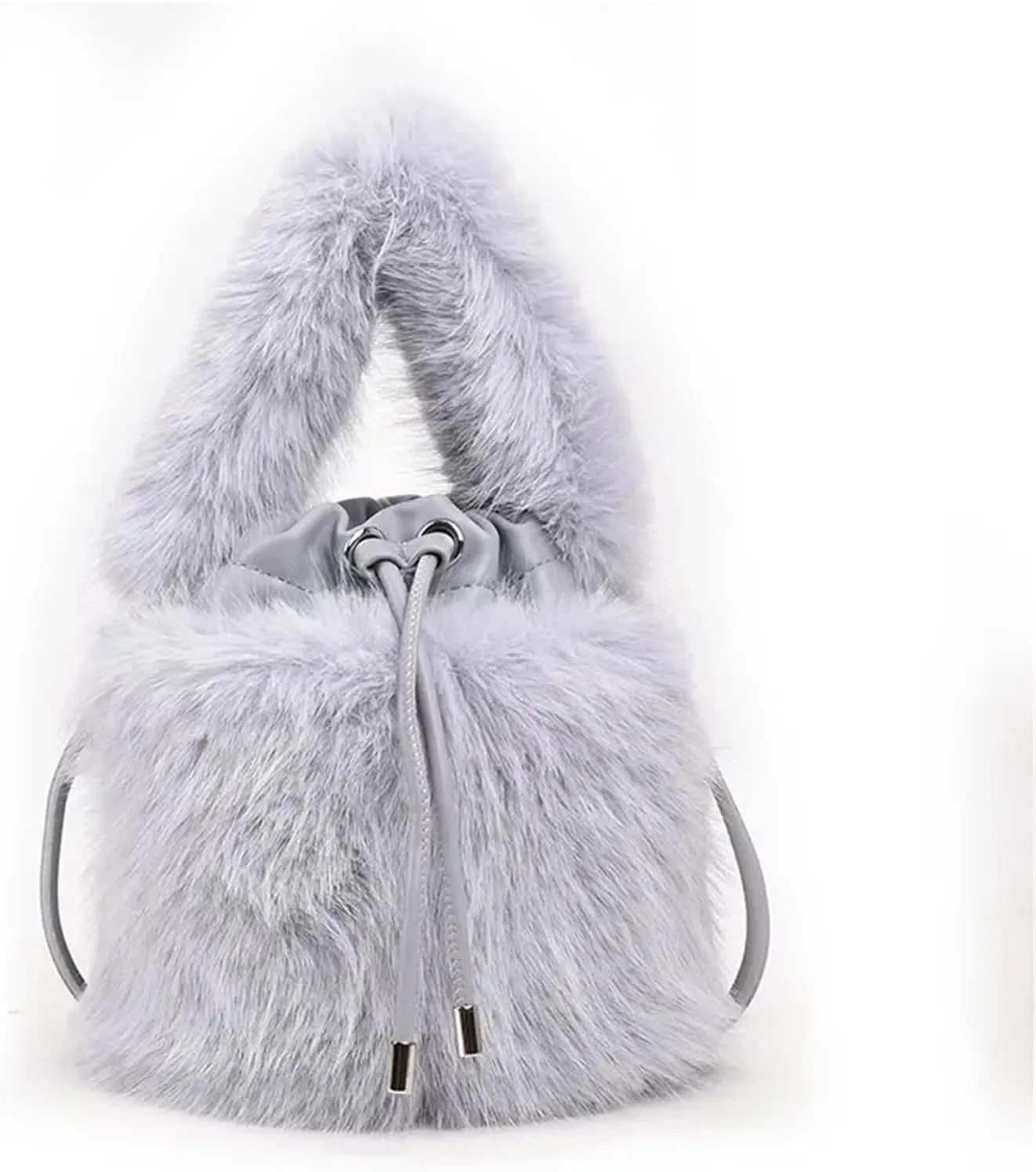 Fluffy Tote Bag Women's Bucket Bags Sweet Soft Plush Ladies Shoulder Bag Simple Winter Female Handbags Winter Fuzzy Purses