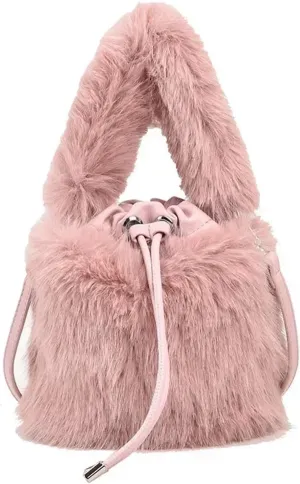 Fluffy Tote Bag Women's Bucket Bags Sweet Soft Plush Ladies Shoulder Bag Simple Winter Female Handbags Winter Fuzzy Purses