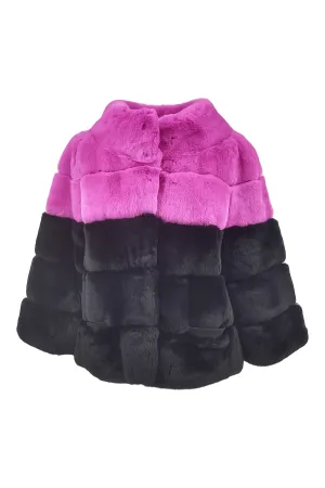 FM 1053 Mix, 55 cm. - Rex - Women - Pink & Black / Rex Kanin Pels - Levinsky - Kvinde