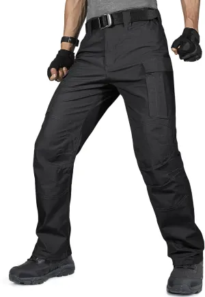 FREE SOLDIER Men's Water Resistant Pants Relaxed Fit Tactical Cargo Work Pants with Multi Pocket (Black 34W/34L)