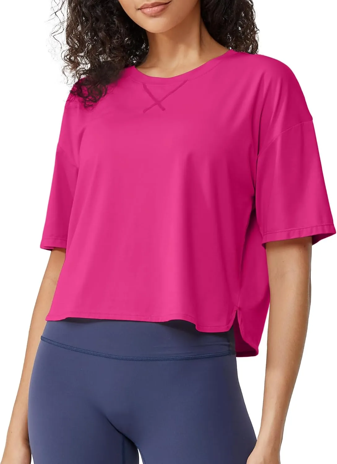 G4Free Short Sleeve Crop Workout Tops for Women Loose Fit Cotton Basic T-Shirts