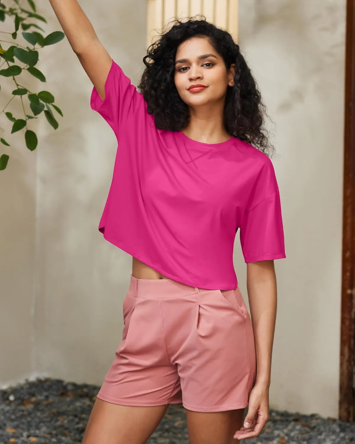 G4Free Short Sleeve Crop Workout Tops for Women Loose Fit Cotton Basic T-Shirts