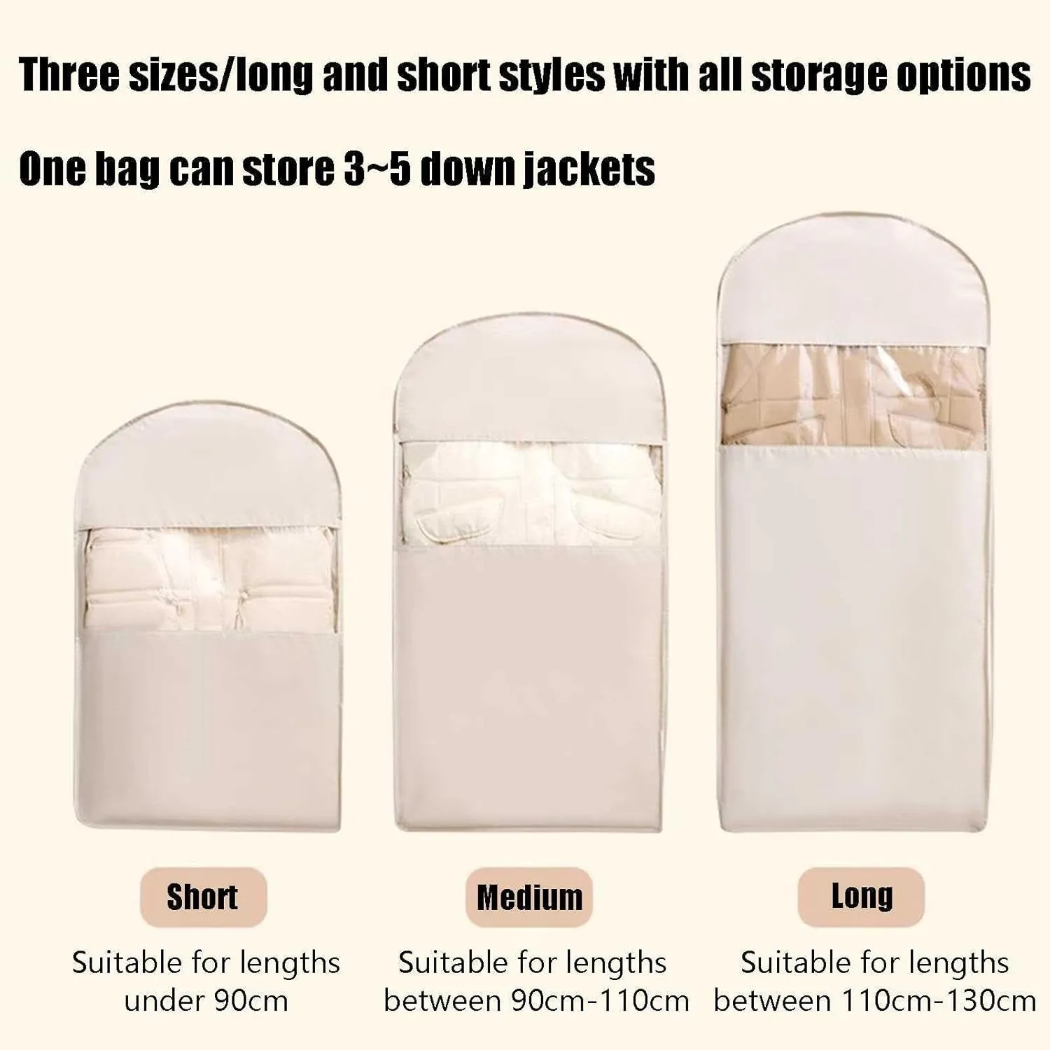Garment Bag Saver Dust Cover : 2025 New Space Hanging Closet Organizers Down Coat Compression Dust Cover with Self Compression Zipper for Closet Storage