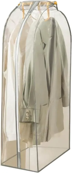 Garment Bags, Clothes Cover, Transparent PEVA Material, Foldable with Metal Zipper, Suitable for Shirts, Jackets, Dresses, Suits(50x50x120cm x20x47in)