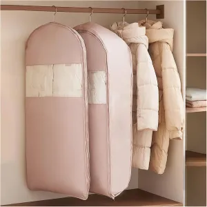 Garment Bags for Hanging Clothes, 2 Pack Large Capacity Garment Covers, Ultra Space Saving Self Compression Organizers, Closet Clothes Storage Bags for Down, Suit, Jacket, Dress(Size:1105815cm)