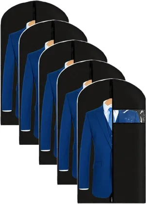 Garment Bags for Hanging Clothes, Clothes Cover, Zipper with Transparent Window for Shirts, Suit Jackets, Closed Bottom(Black,60x120cm x47in)