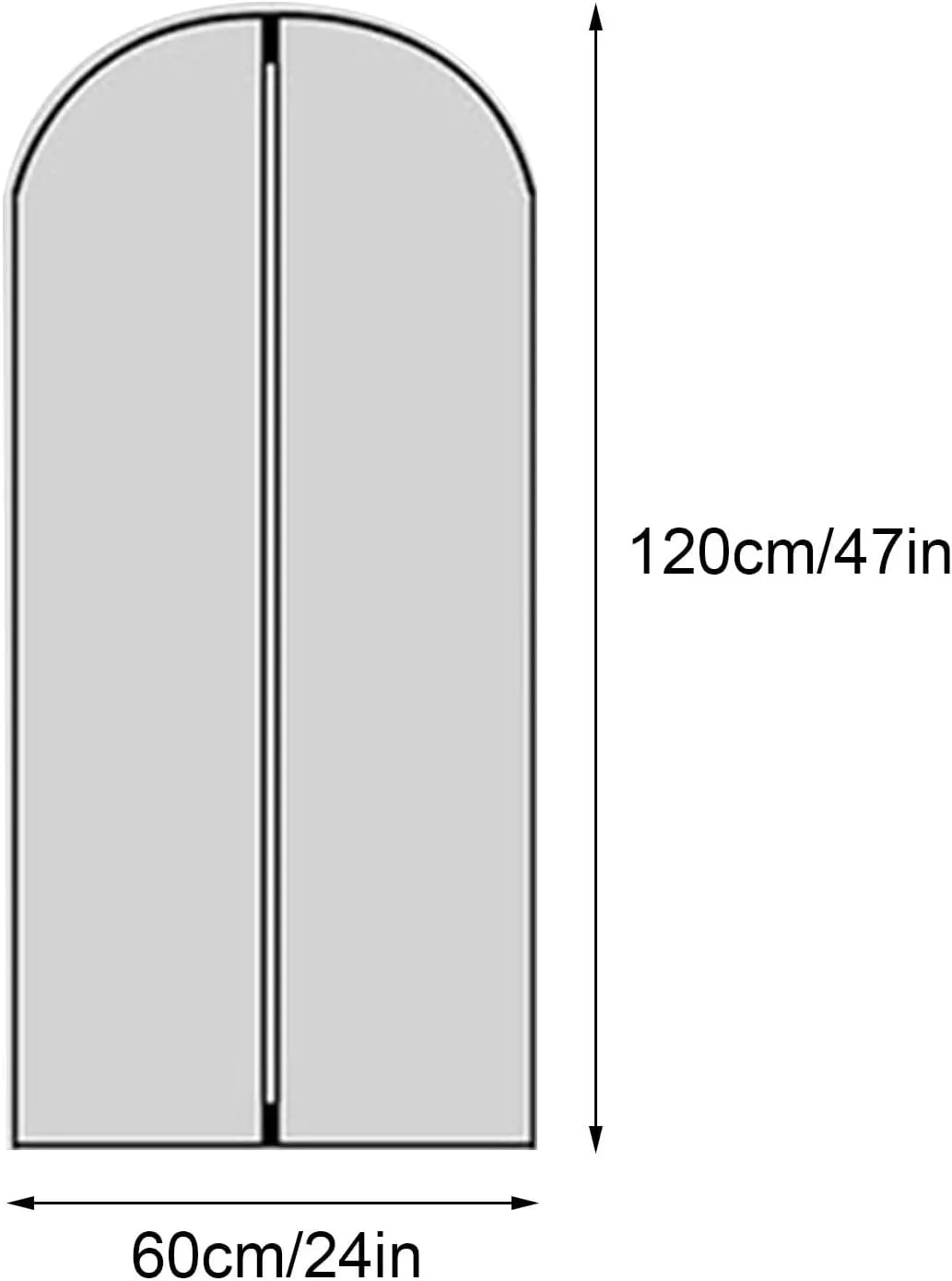 Garment Bags for Hanging Clothes, Clothes Cover, Zipper with Transparent Window for Shirts, Suit Jackets, Closed Bottom(Black,60x120cm x47in)