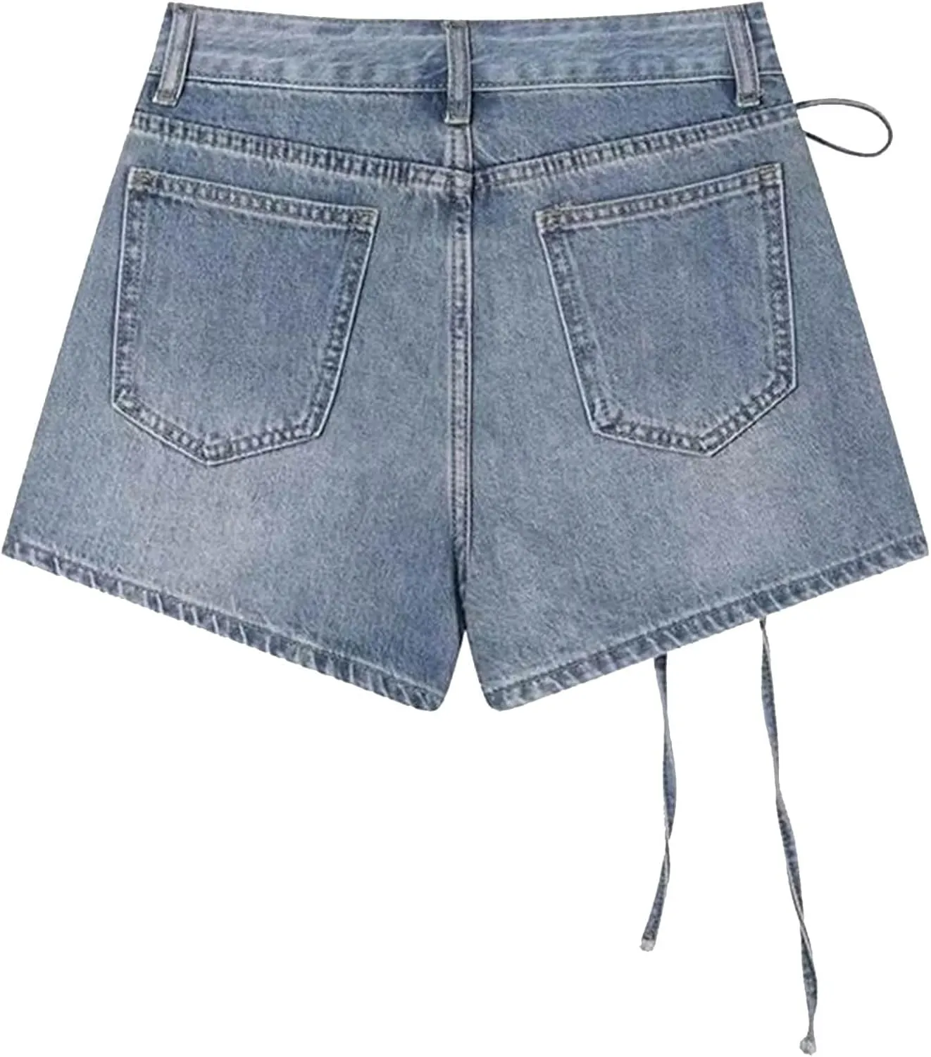 HGps8w Women's Summer Denim Mini Skirt Chic Wrap Tie Side High Waisted Skorts A-Line Short Jeans Skirts with Pockets