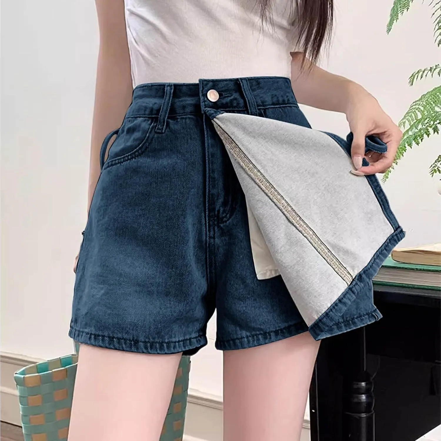 HGps8w Women's Summer Denim Mini Skirt Chic Wrap Tie Side High Waisted Skorts A-Line Short Jeans Skirts with Pockets
