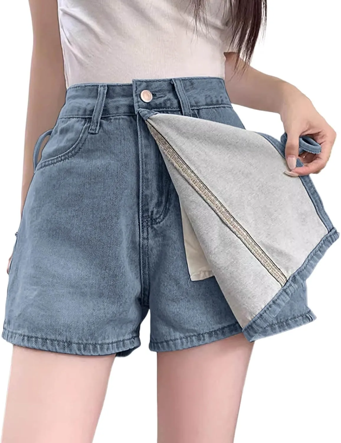 HGps8w Women's Summer Denim Mini Skirt Chic Wrap Tie Side High Waisted Skorts A-Line Short Jeans Skirts with Pockets