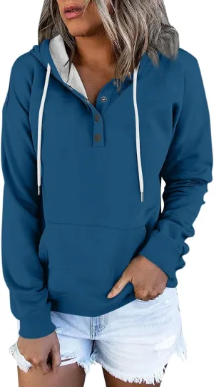 Hoodies for Women Trendy Graphic Hoodie Y2K Long Sleeve Pullover Fall Fashion 2024 Button Down Drawstring Sweatshirt