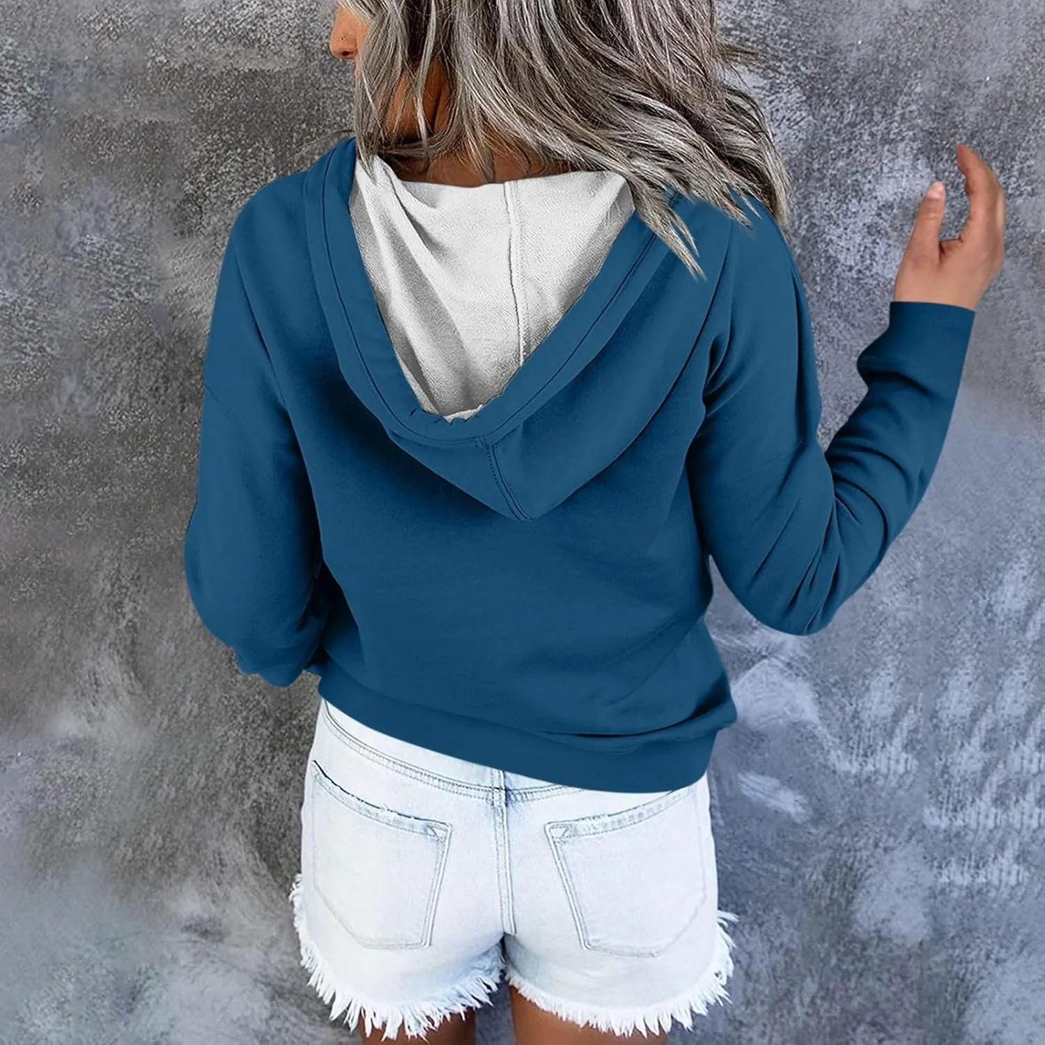 Hoodies for Women Trendy Graphic Hoodie Y2K Long Sleeve Pullover Fall Fashion 2024 Button Down Drawstring Sweatshirt
