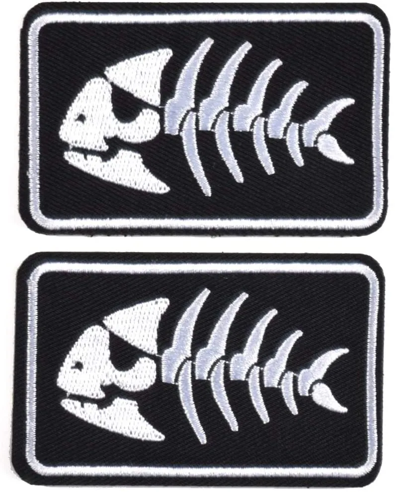 Kylebooker 2Pcs Fishing Patches Fit For Fishing Vest Pack Fishing Tackle Bag Angler Jacket Hat