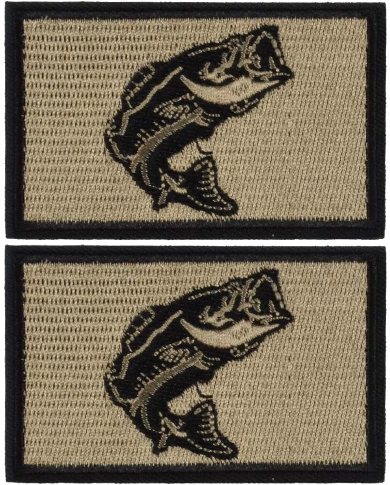 Kylebooker 2Pcs Fishing Patches Fit For Fishing Vest Pack Fishing Tackle Bag Angler Jacket Hat