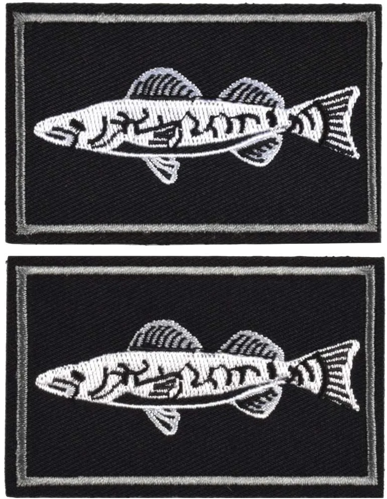 Kylebooker 2Pcs Fishing Patches Fit For Fishing Vest Pack Fishing Tackle Bag Angler Jacket Hat