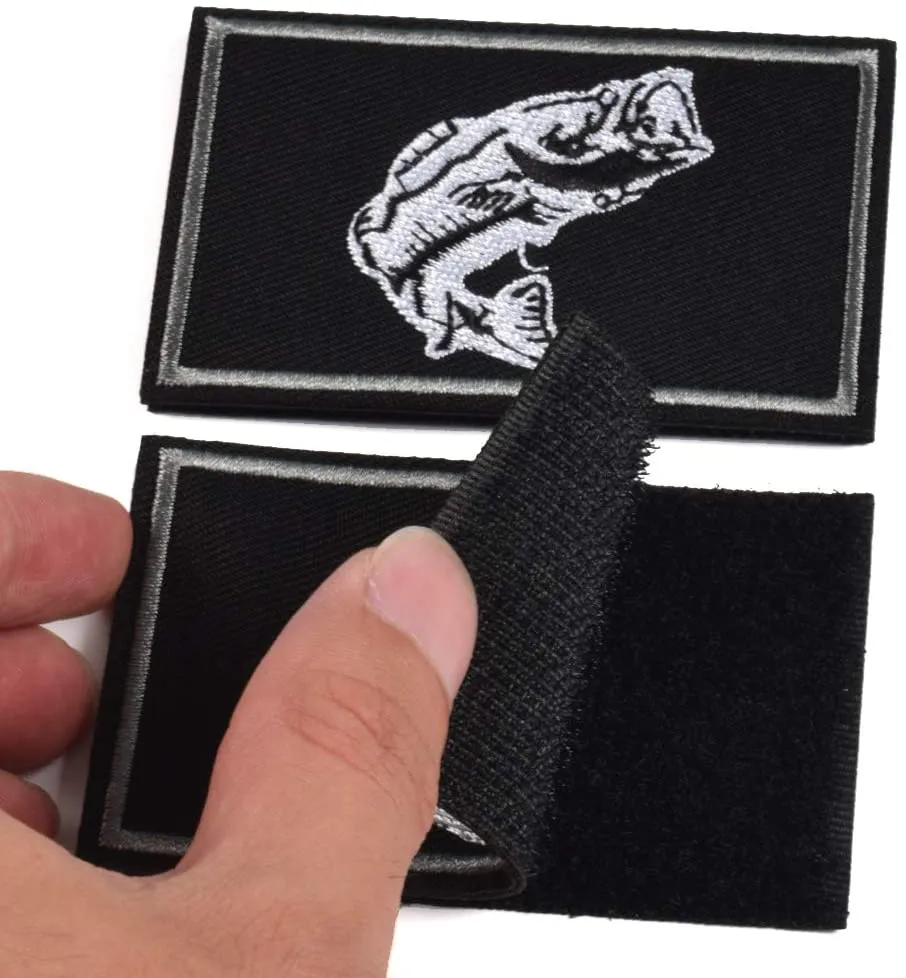 Kylebooker 2Pcs Fishing Patches Fit For Fishing Vest Pack Fishing Tackle Bag Angler Jacket Hat